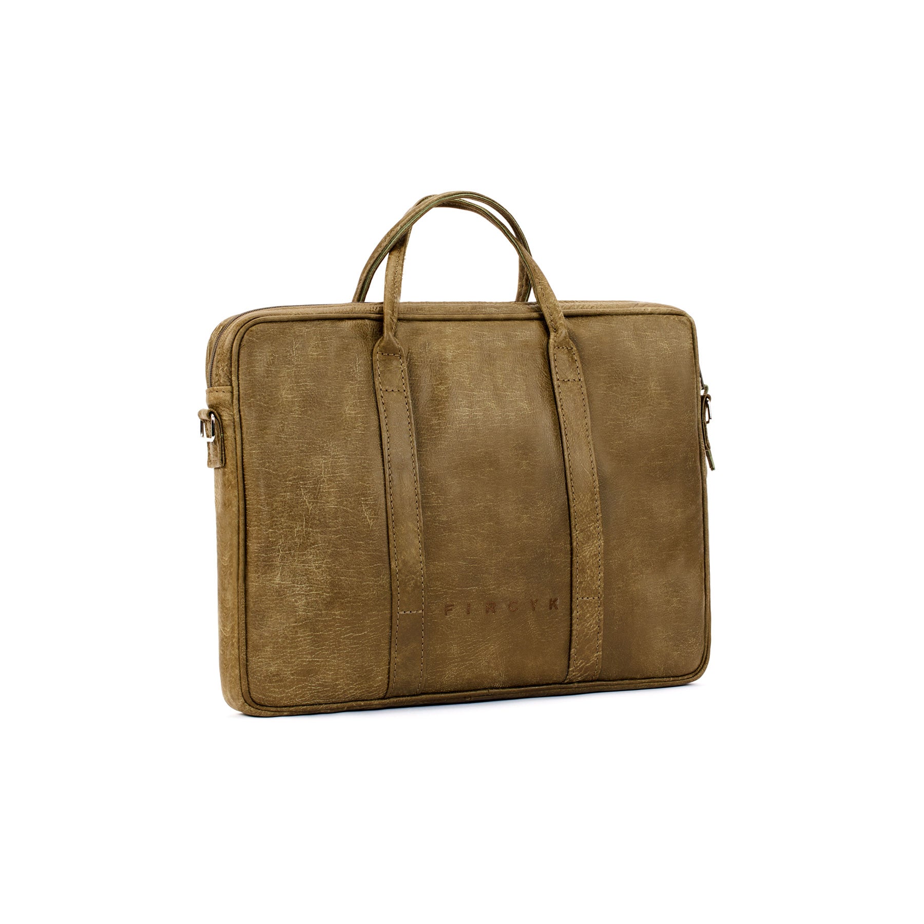 Laptop Bag - Light Olive, Natural Leather