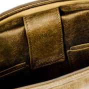 Laptop Bag - Light Olive, Natural Leather