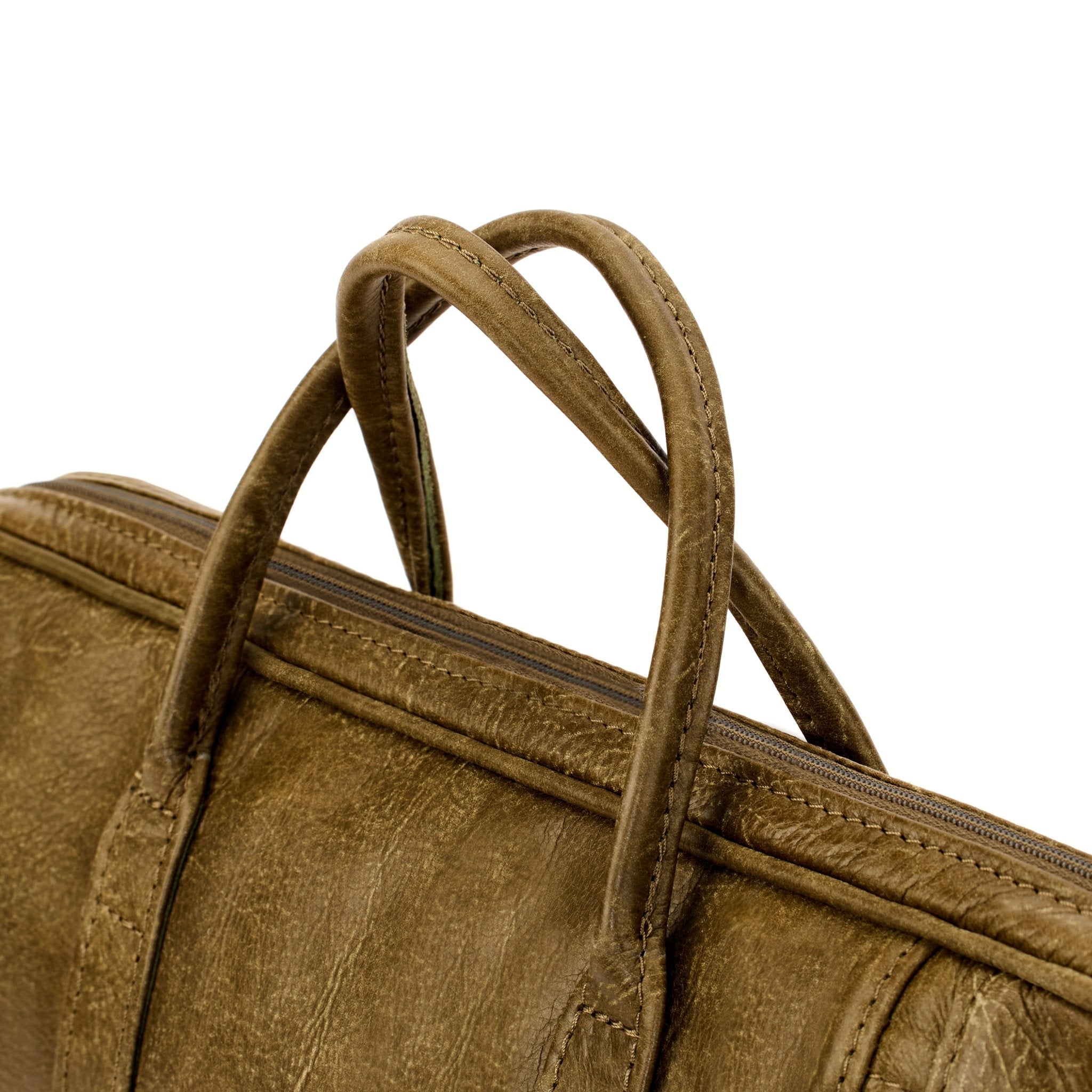 Laptop Bag - Light Olive, Natural Leather